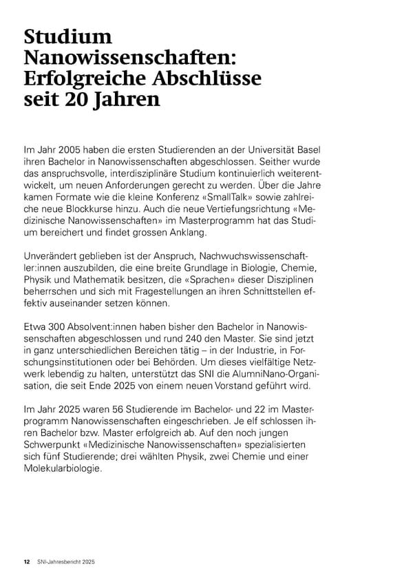 Jahresbericht 2025: Swiss Nanoscience Institute - Page 12