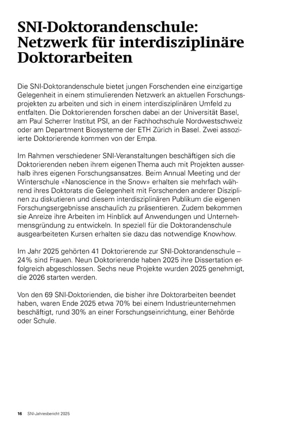 Jahresbericht 2025: Swiss Nanoscience Institute - Page 16