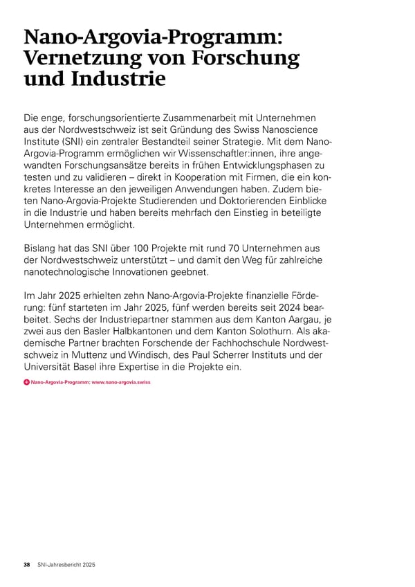 Jahresbericht 2025: Swiss Nanoscience Institute - Page 38