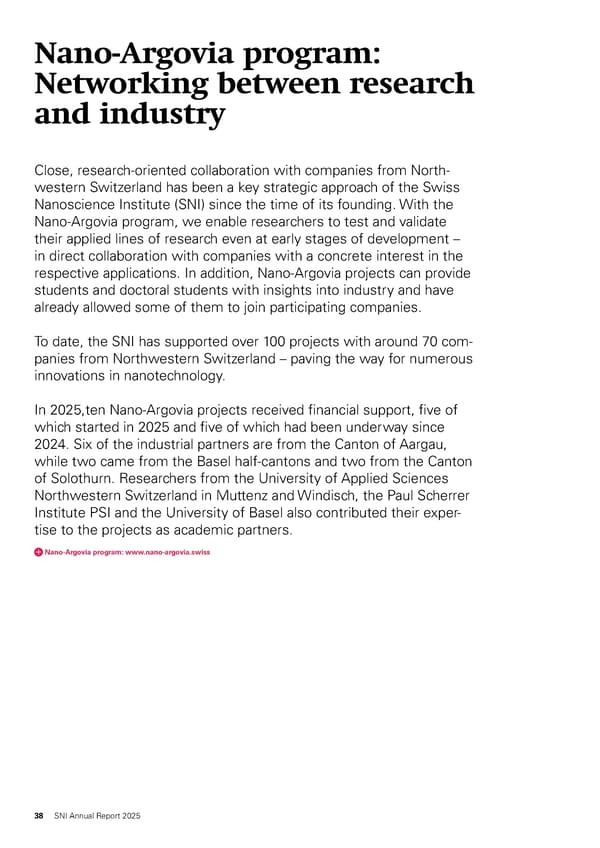 Annual Report 2025 - Swiss Nanoscience Institute - Page 38