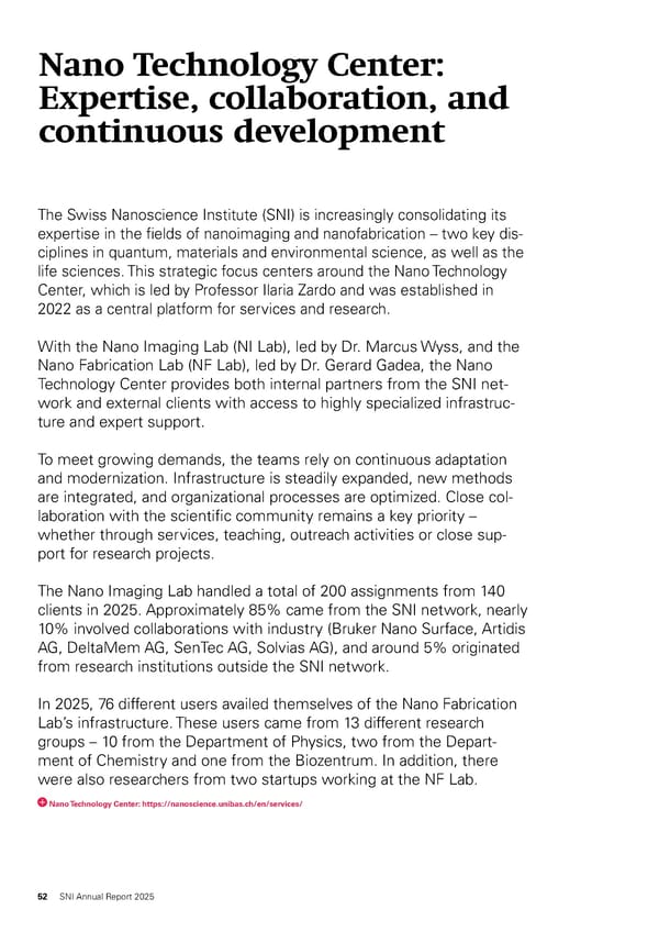 Annual Report 2025 - Swiss Nanoscience Institute - Page 52