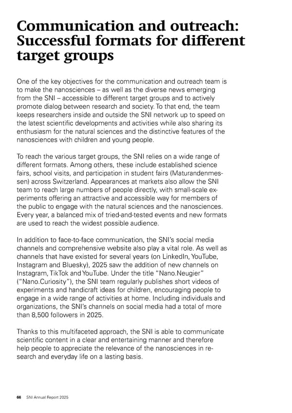 Annual Report 2025 - Swiss Nanoscience Institute - Page 66